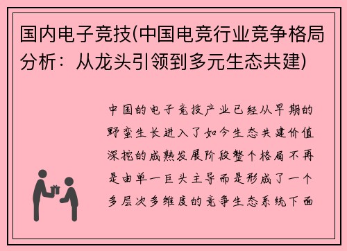 国内电子竞技(中国电竞行业竞争格局分析：从龙头引领到多元生态共建)